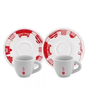 Bialetti Tazzine Moka Cups & Saucers 2 Set(Roma)