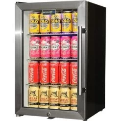 Schmick Tropical Glass Door Mini Bar Fridge – 80 Cans Left Hinged – Model EC68L-SSH