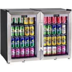 Schmick Tropical Triple Glazed Outdoor 2 Glass Door Alfresco Bar Fridge 140 Litre – Model HUS-SC70-SS-COMBO