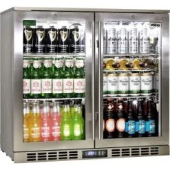Rhino Stainless Steel 2 Door Heated Glass Bar Fridge – Model SG2H-HD