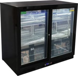 Rhino Black Glass Sliding Under Bench 2 Door Bar Fridge Energy Efficient LG Compressor - Image 12