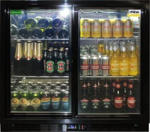 Rhino Black Glass Sliding Under Bench 2 Door Bar Fridge Energy Efficient LG Compressor - Image 14