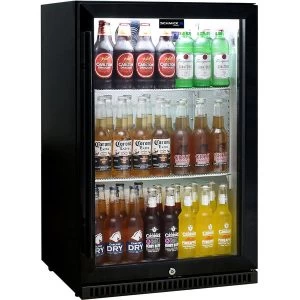 Schmick Black Bar Fridge Tropical Rated With Heated Glass And Triple Glazing 1 Door – Model SK118R-B